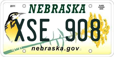 NE license plate XSE908