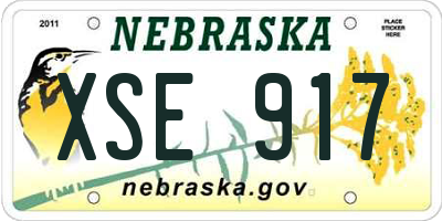 NE license plate XSE917