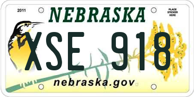 NE license plate XSE918