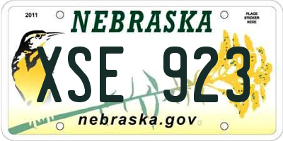 NE license plate XSE923