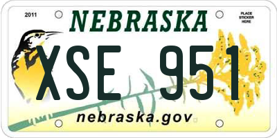 NE license plate XSE951