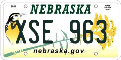 NE license plate XSE963
