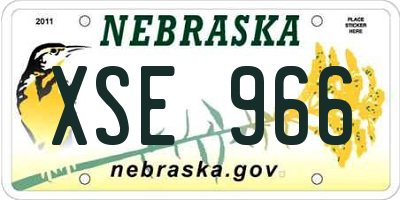 NE license plate XSE966