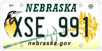 NE license plate XSE991
