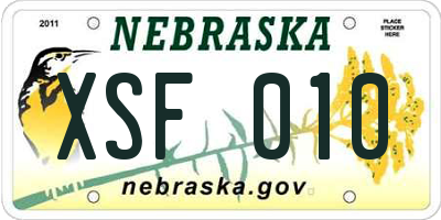 NE license plate XSF010