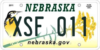 NE license plate XSF011