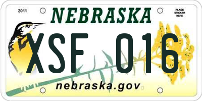 NE license plate XSF016