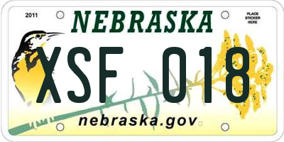 NE license plate XSF018