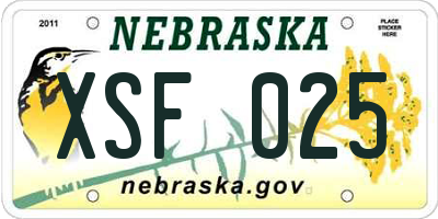 NE license plate XSF025