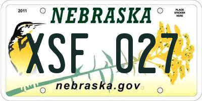 NE license plate XSF027