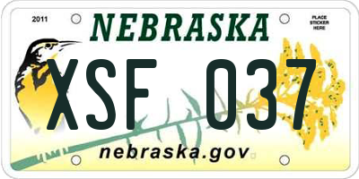 NE license plate XSF037