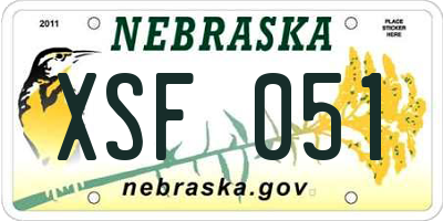 NE license plate XSF051