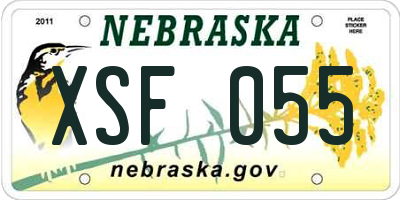 NE license plate XSF055