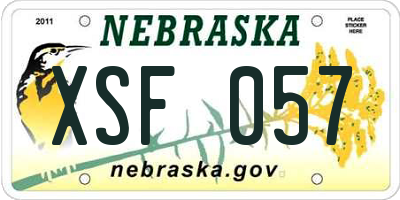 NE license plate XSF057