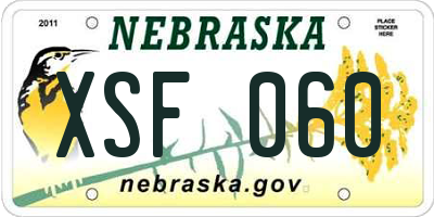 NE license plate XSF060