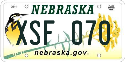 NE license plate XSF070