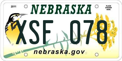 NE license plate XSF078