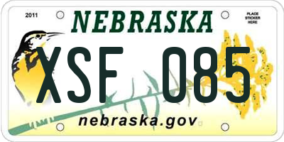 NE license plate XSF085