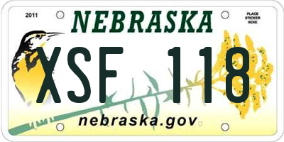 NE license plate XSF118