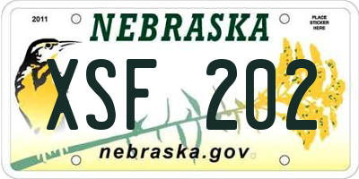 NE license plate XSF202
