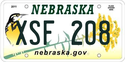 NE license plate XSF208
