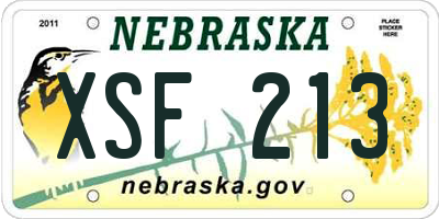 NE license plate XSF213