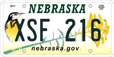 NE license plate XSF216