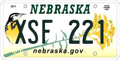 NE license plate XSF221