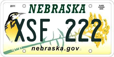 NE license plate XSF222