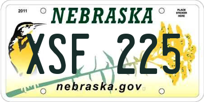 NE license plate XSF225