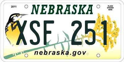 NE license plate XSF251