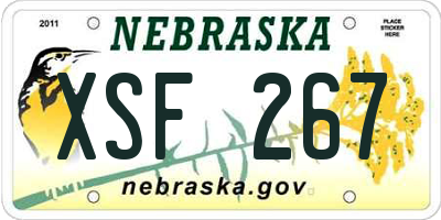 NE license plate XSF267