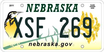 NE license plate XSF269
