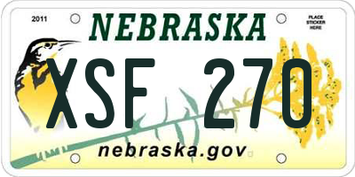 NE license plate XSF270