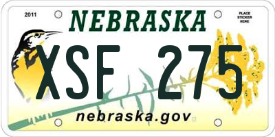 NE license plate XSF275