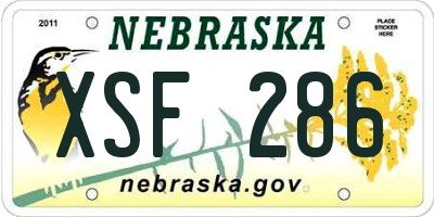 NE license plate XSF286