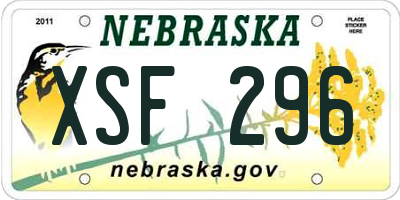 NE license plate XSF296