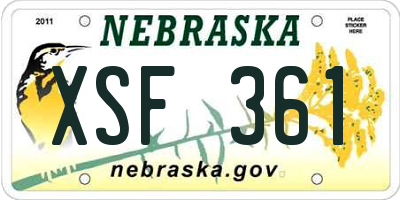NE license plate XSF361