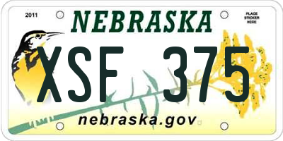 NE license plate XSF375
