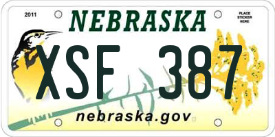 NE license plate XSF387