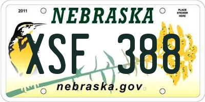 NE license plate XSF388