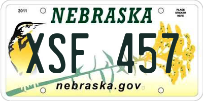 NE license plate XSF457