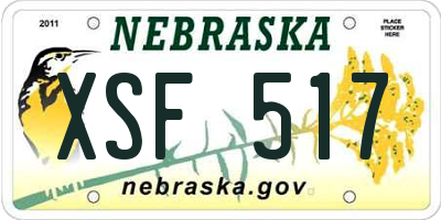 NE license plate XSF517