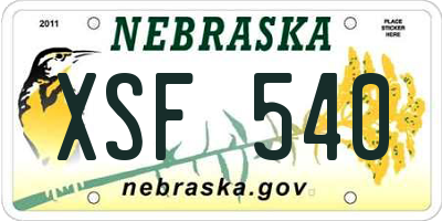 NE license plate XSF540
