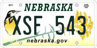 NE license plate XSF543