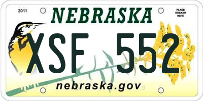 NE license plate XSF552