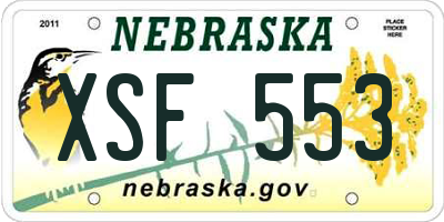 NE license plate XSF553