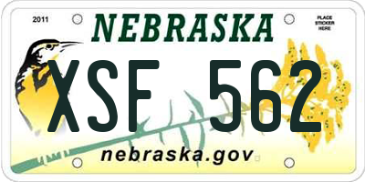 NE license plate XSF562