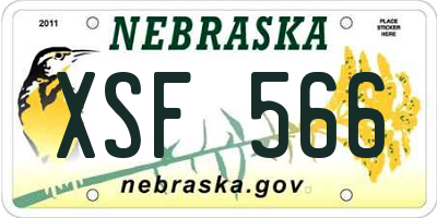 NE license plate XSF566