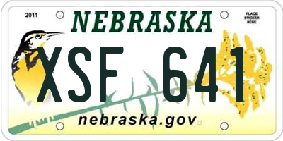 NE license plate XSF641